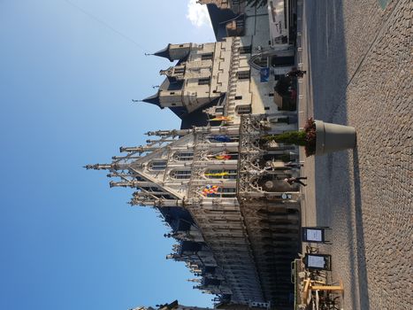 Mechelen, Flanders, Belgium - December 13, 2018: The Mechelen square and the St. Rumbold's Cathedra in the historical city center in Mechelen (Malines)