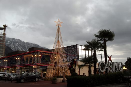 Montreux, Switzerland - 29 December 2011: A beaufitul view of Montreaux, a wonderful small town near to Geneva lake