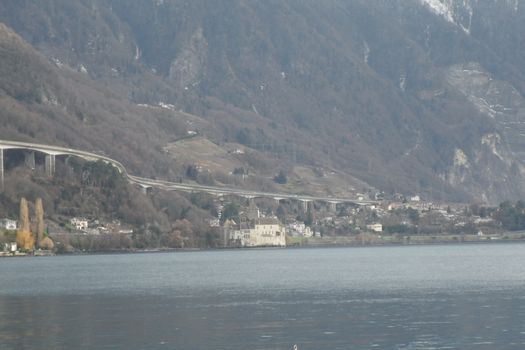 Montreux, Switzerland - 29 December 2011: A beaufitul view of Montreaux, a wonderful small town near to Geneva lake