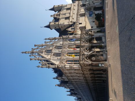 Mechelen, Flanders, Belgium - December 13, 2018: The Mechelen square and the St. Rumbold's Cathedra in the historical city center in Mechelen (Malines)