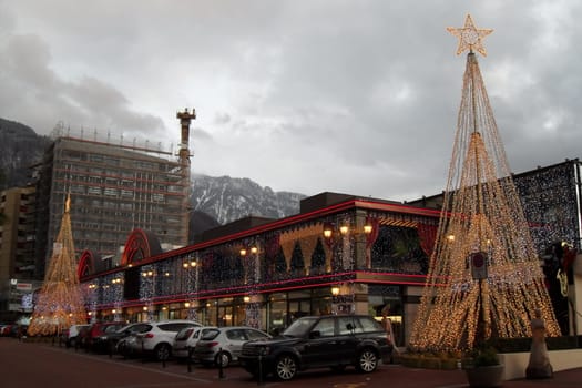 Montreux, Switzerland - 29 December 2011: A beaufitul view of Montreaux, a wonderful small town near to Geneva lake