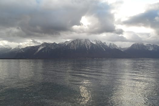 Montreux, Switzerland - 29 December 2011: A beaufitul view of Montreaux, a wonderful small town near to Geneva lake
