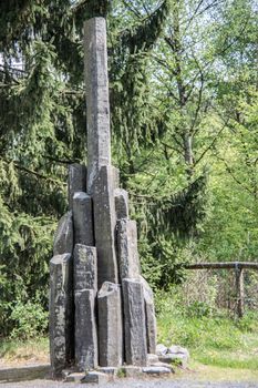 ancient basalt balls and columns stacked