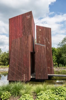 slate wooden tower in the water
