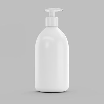 White plastic bottle with dispenser for cosmetic - mockup. 3d illustration