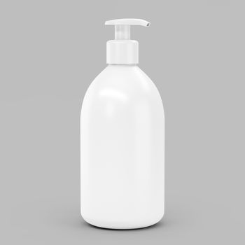 White plastic bottle with dispenser for cosmetic - mockup. 3d illustration