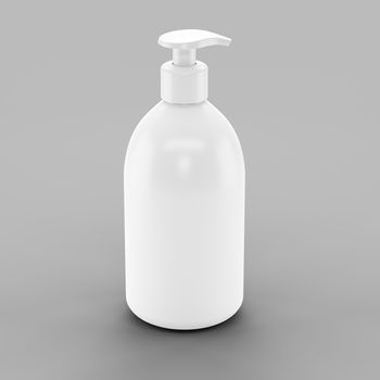 White plastic bottle with dispenser for cosmetic - mockup. 3d illustration