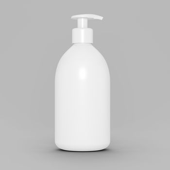 White plastic bottle with dispenser for cosmetic - mockup. 3d illustration