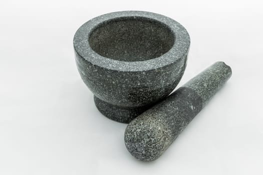 Stone mortar isolated on white background.