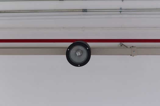 Pipe system hanging on ceiling.