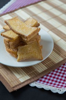 Freshly made sugar and butter crispy bread.