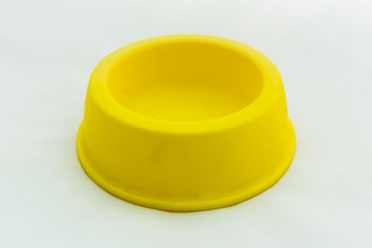 Dog food bowl isolated on white background.