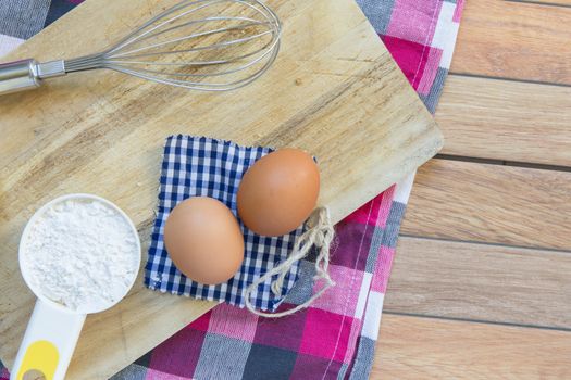 Egg, milk, flour are basic raw materials for baking and dessert cooking.