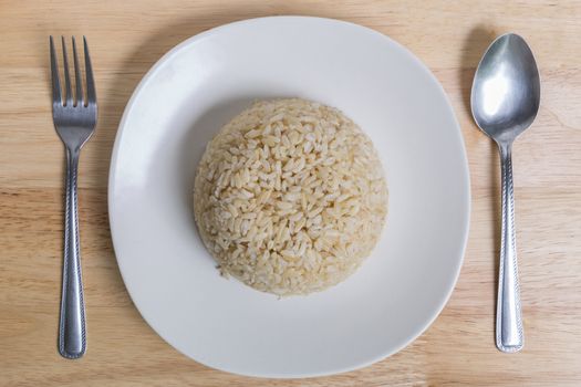 Cooked Jasmine Brown Rice in Plate