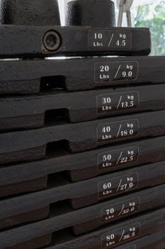 Weight training machine and equipment in gym