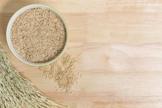 Uncooked Jasmine Brown Rice in Bowl