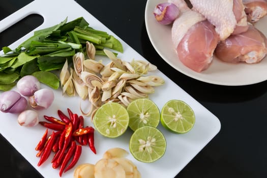 Various kinds of ingredients for Thai dish : Tom Yum