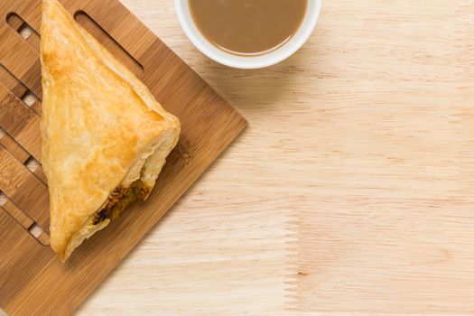 Freshly made puff pastry pie for coffee break.
