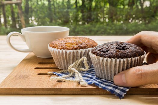 Freshly made cupcake for coffee break.
