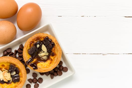 Traditional Portuguese egg tart to be eaten with tea.