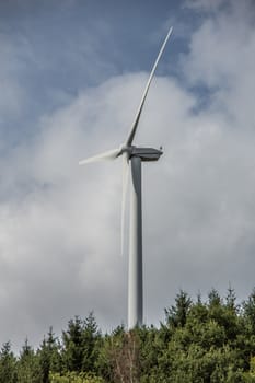Pinwheel on mountain ridge for energy generation