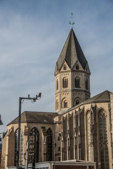 Romanesque church behind central station in Cologne