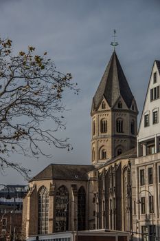 Romanesque church behind central station in Cologne