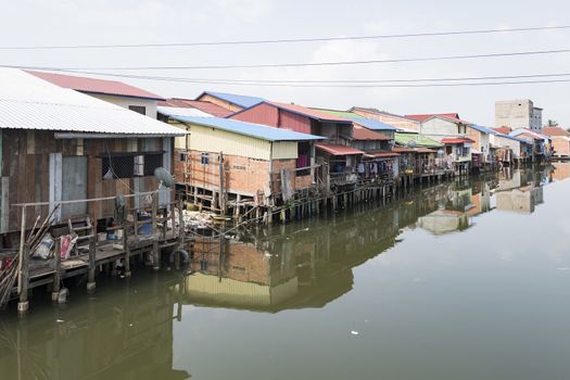 River passing thru a city in Kampot Province, Cambodia, Asia