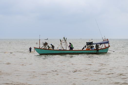 Fishermen Boat mooring close to the Crab Market of Krong Kaeb (or Krong Kep), Kep Province, Cambodia