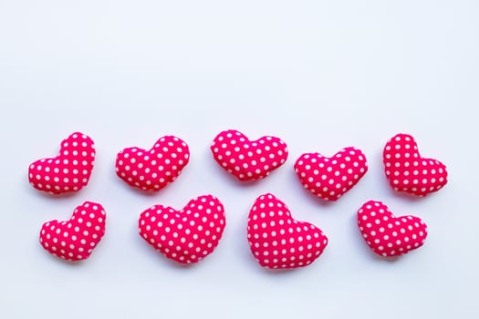 Valentine's hearts on white background. Copy space