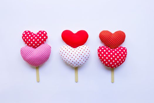 Valentine's hearts on white background. Copy space