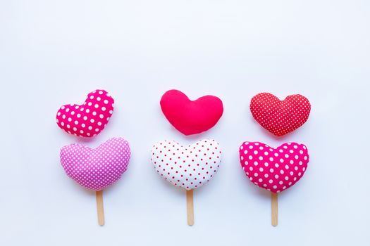 Valentine's hearts on white background. Copy space