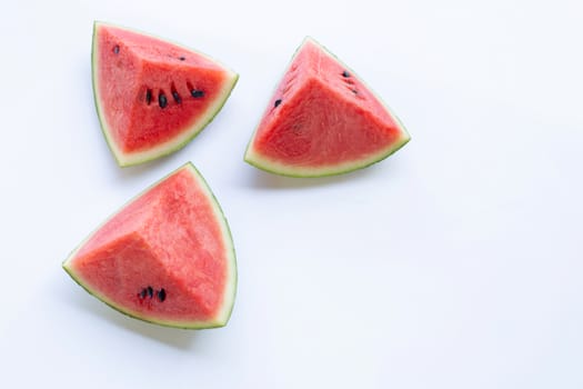 Watermelon pieces  on white.