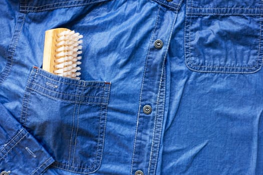 Wet Jeans shirt, Soak and wash.