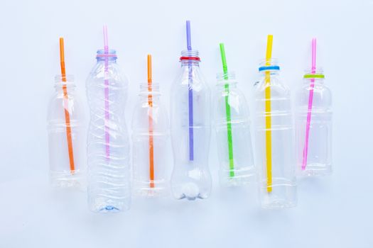 Plastic Waste Pollution, Plastic bottles, straws for recycle