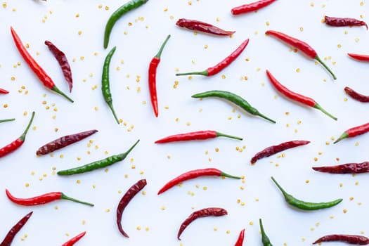 Hot chili pepper on white background.