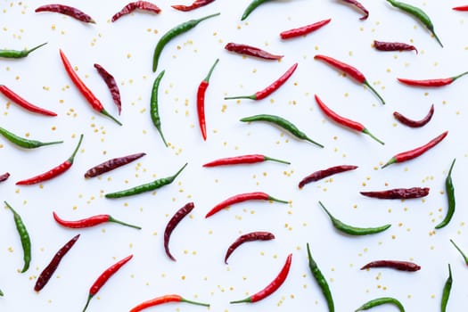 Hot chili pepper on white background.