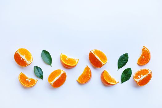 Orange fruit. Orang slice isolate on white.