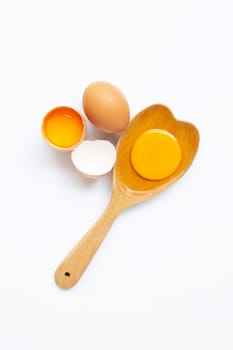 Eggs on white background. Top view