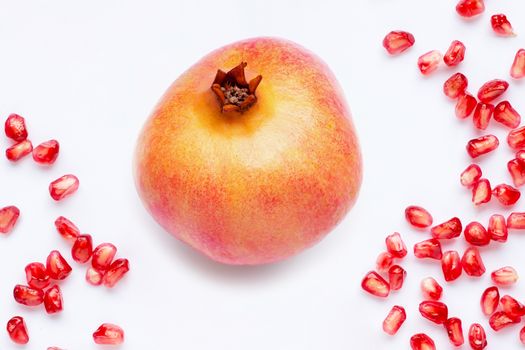 Pomegranate isolated on white background. Copy space