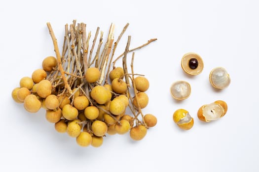 Longan isolated on white background. Top view