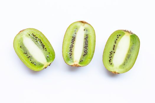 Kiwi fruit isolated on white. Top view