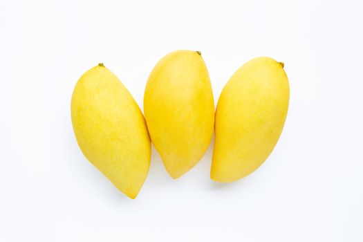 Top view of yellow mango, Tropical fruit  juicy and sweet.