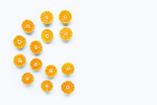 Fresh orange on white background.