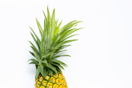 Fresh pineapple on white background. Copy space