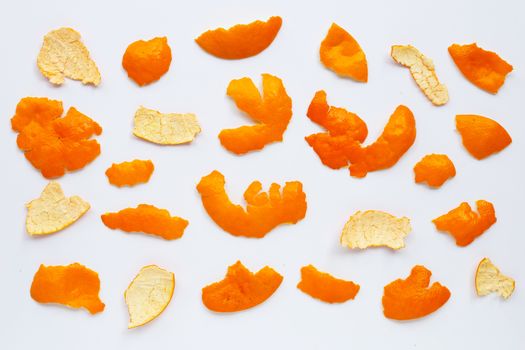 Mandarin peel isolated on white background