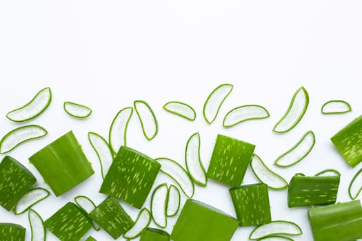 Aloe vera is a popular medicinal plant for health and beauty, on a white background.