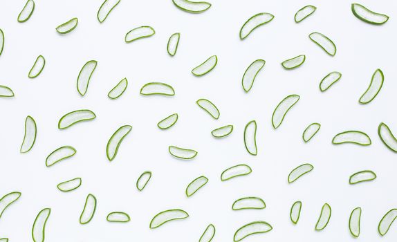 Aloe Vera  slices on white background. Top view