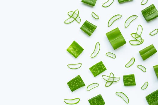 Aloe vera is a popular medicinal plant for health and beauty, on a white background.