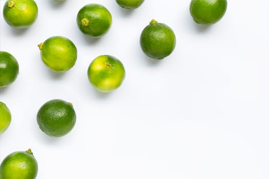 Fresh lime isolated on white background. Copy space